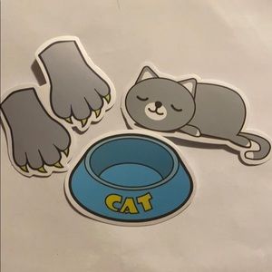 Gray cat and bowl sticker pack (accept any offers)